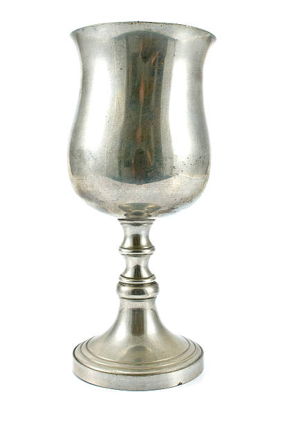istock Vintage silver plated goblet isolated on white 452712149
