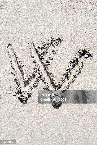 Sand Beach Alphabet Letter W Stock Photo - Download Image Now - Alphabet, Beach, Brown