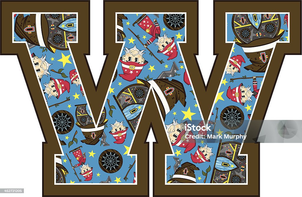 Little Wizard motif apprentissage Lettre W - clipart vectoriel de Apprentissage libre de droits