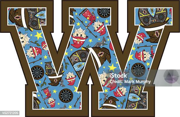 Little Wizard Motif Apprentissage Lettre W Vecteurs libres de droits et plus d'images vectorielles de Apprentissage - Apprentissage, Baguette magique, Barbe