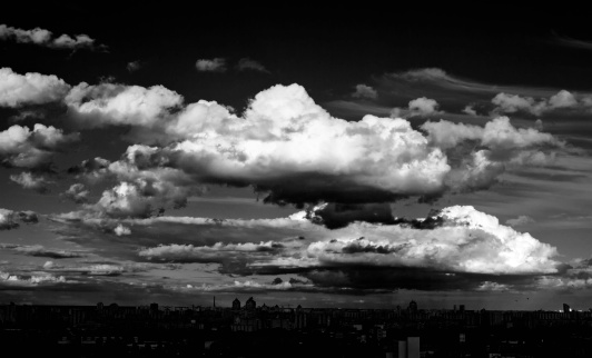 Massive black and white cloudscape