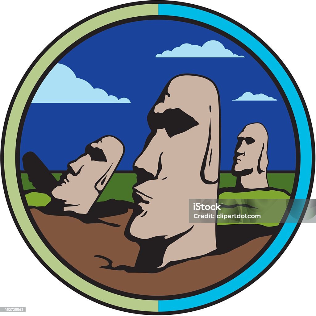 Moai-Wyspa Wielkanocna - Grafika wektorowa royalty-free (Egzotyka)