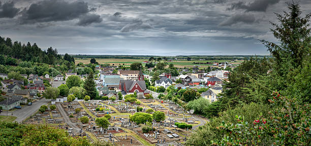 Panoramic View of Small Town stock photo