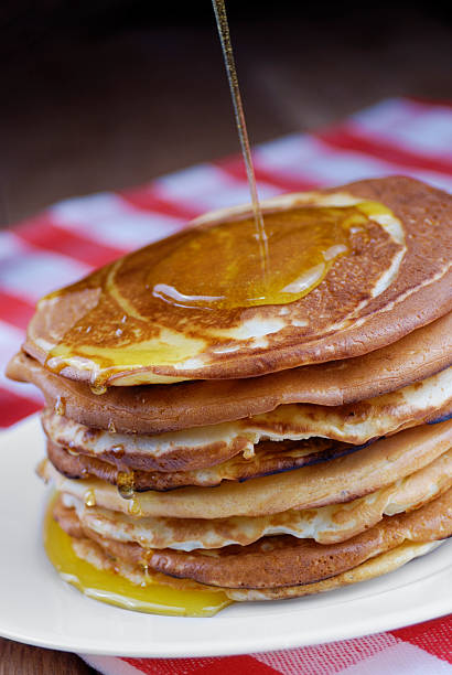 istock Pile of pancakes in the white plate 452730241