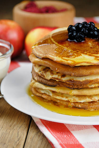 istock Pile of pancakes in the white plate 452730259