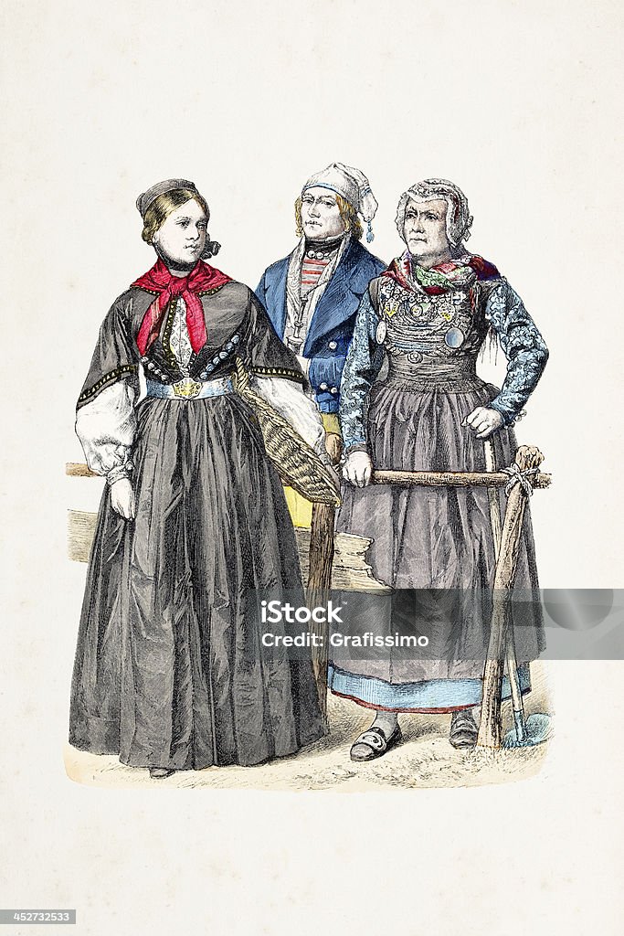 Tedesco abitanti di Schleswig-Holstein Da 1870 - Illustrazione stock royalty-free di Abbigliamento
