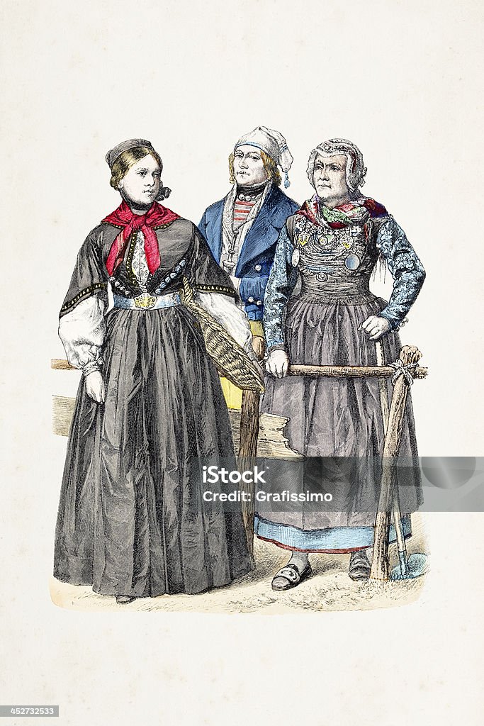 German habitantes de Schleswig-Holstein de 1870 - Ilustração de Acessório de Vestuário Histórico royalty-free