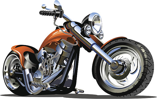 wektor kreskówka, motocykl - motocykl stock illustrations