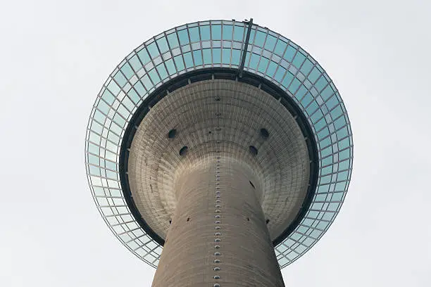 Close-up of Rhine Tower in Dusseldorf, Germany.