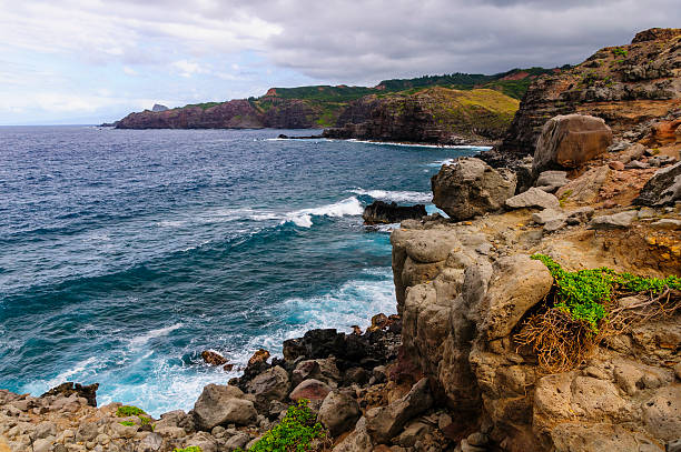 istock Boulder on a cliff overlooking the ocean, Maui, Hawaii, USA 452743495