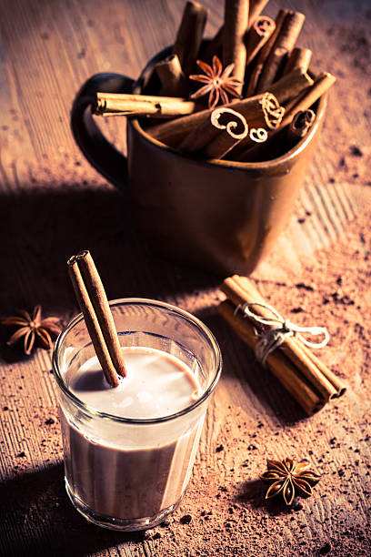 istock Closeup of cocoa milk with cinnamon bark 452744331