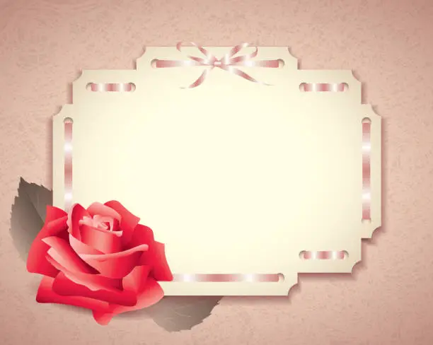 Vector illustration of Greeting card in retro style with rose