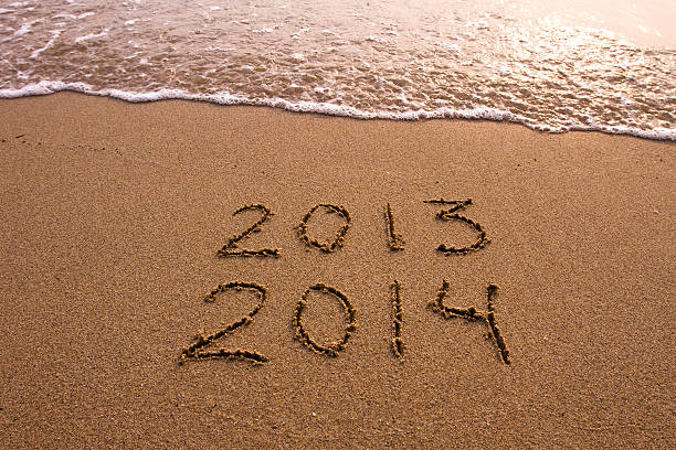 nowy rok - 2013 beach sand new years eve zdjęcia i obrazy z banku zdjęć