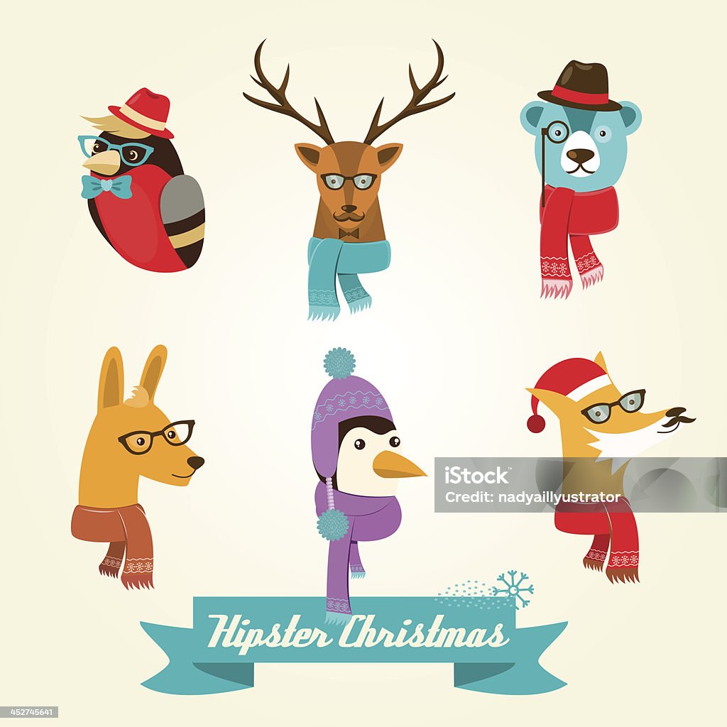 Weihnachten hipster Tiere. Vektor-illustration - Lizenzfrei Abstrakt Vektorgrafik