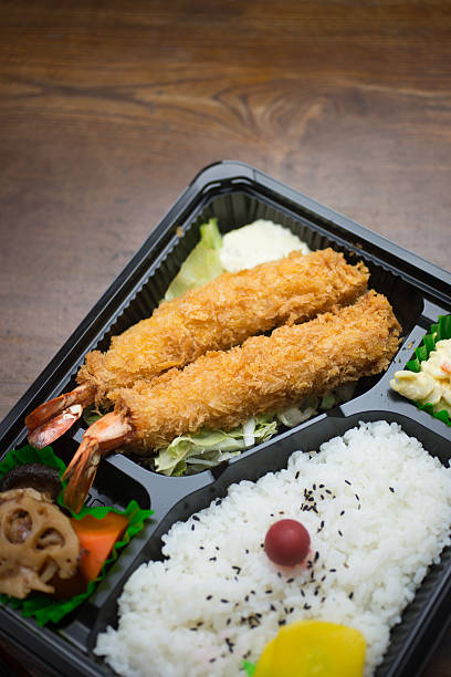 Japanese Lunch Box Ebi Furai Bento Stock Photo - Download Image
