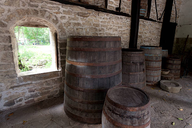 istock Old wooden barrels 452754259