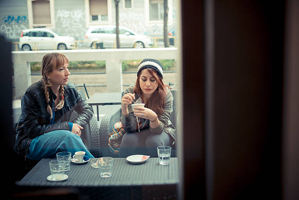 three friends woman in urban contest