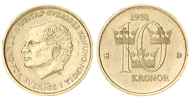 istock Swedish Kronas coin on white background 452758197