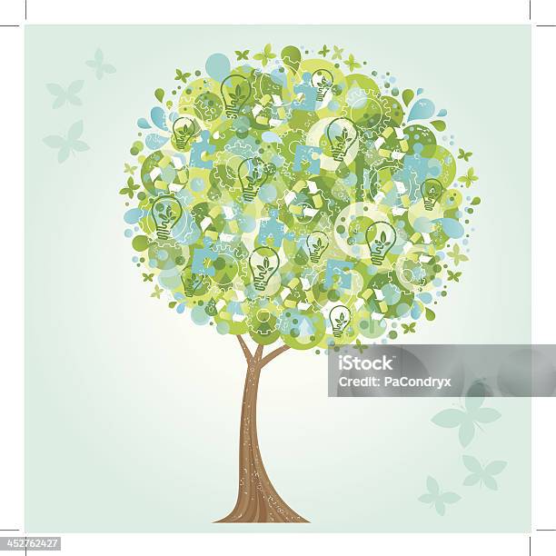 Ilustración de Retro Eco Verde Abstracto Árbol y más Vectores Libres de Derechos de Anticuado - Anticuado, Conservación del ambiente, Ideas