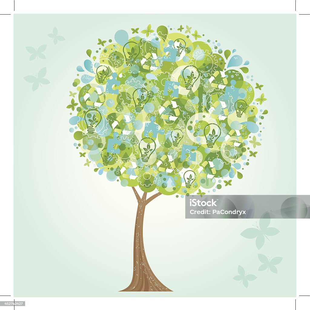 Árvore abstrata Eco verde retrô - Vetor de Estilo retrô royalty-free