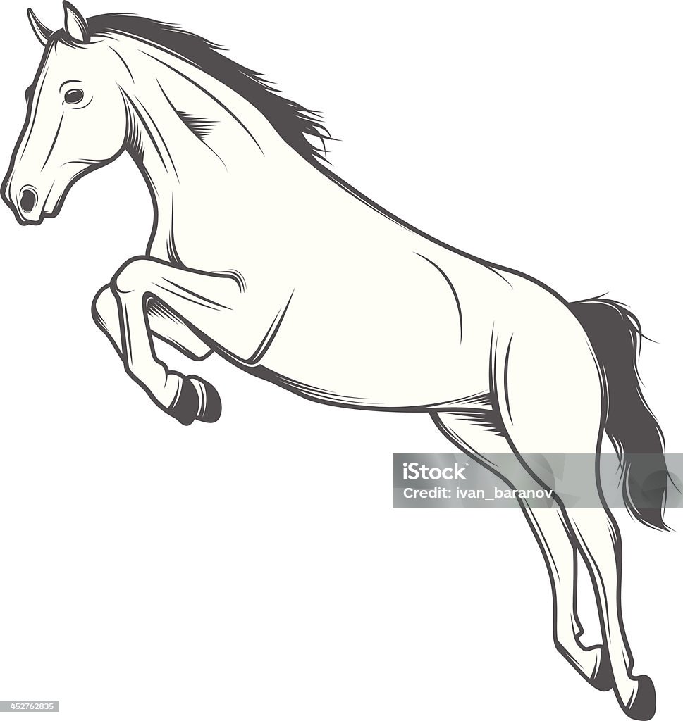Saut de cheval isolé sur fond blanc - clipart vectoriel de Cheval libre de droits