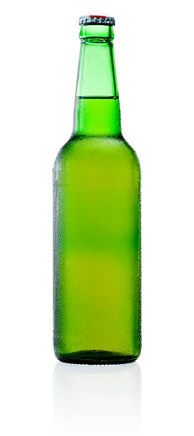 istock Green Beer Bottle with Condensation isolated on white background 452763329