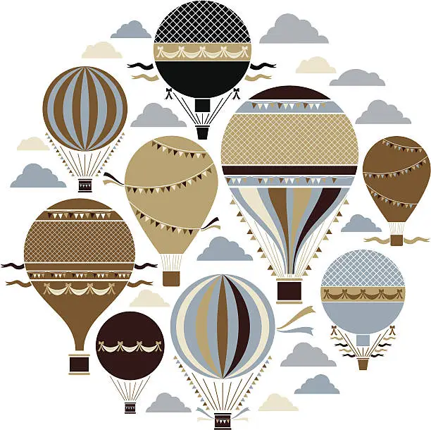 Vector illustration of Vintage Balloon Set