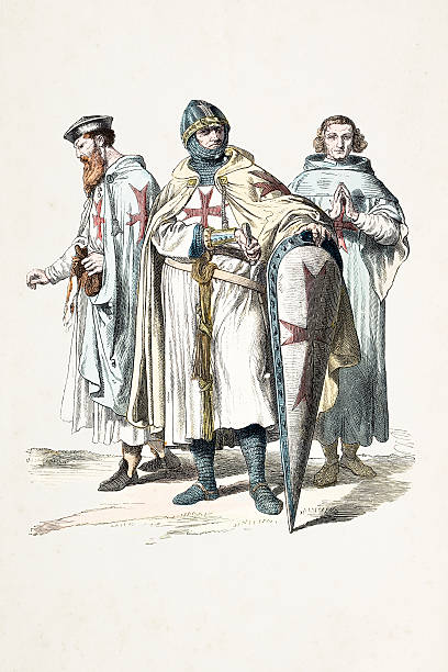 Knights Templar at crucade with different costumes 12th century http://farm3.staticflickr.com/2862/9298111535_c29e6b7a5d.jpg knights templar stock illustrations