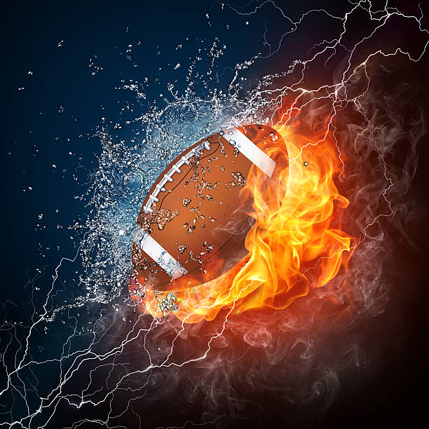 istock A football with flames and water splashing 452781669