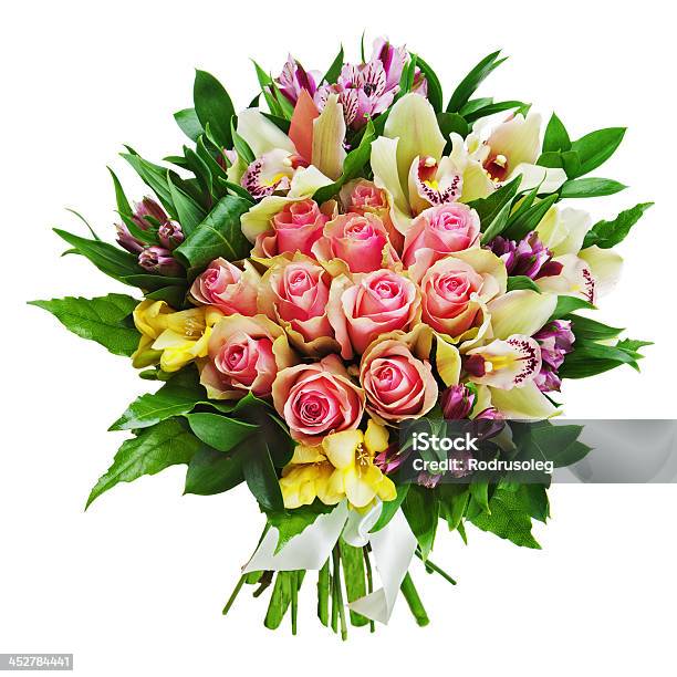 Blumenstrauß Aus Rosen Lilien Orchideen Stockfoto und mehr Bilder von Blau - Blau, Blume, Blumenbouqet