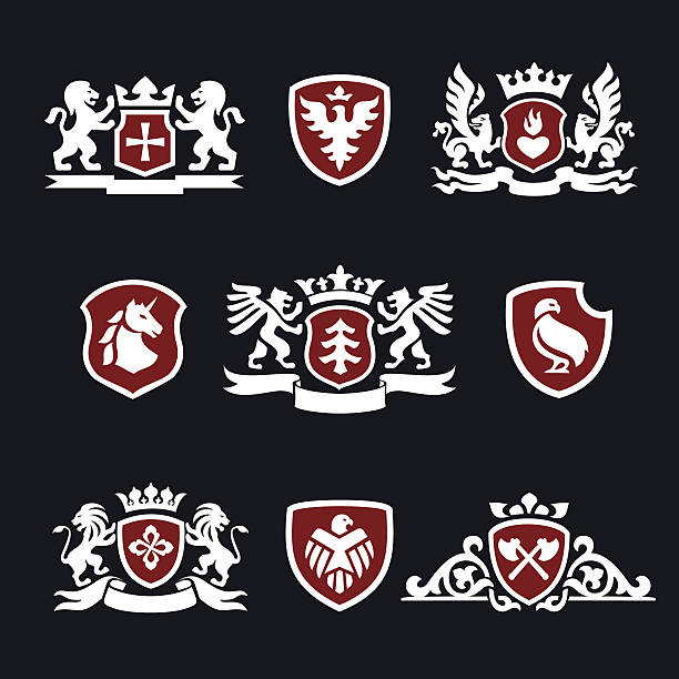 heraldic signs vector art illustration