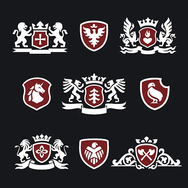 Vector illustration of heraldic signs