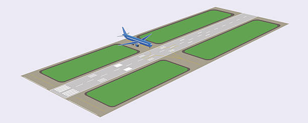 Airport runway Airport runway. Perspective view. Vector illustration. Eps 10 taxiway stock illustrations