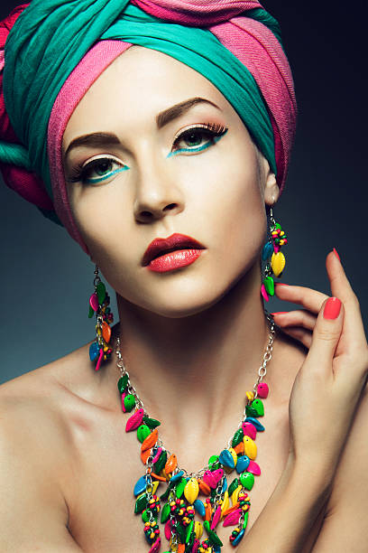 istock Beautiful lady with colored turban 452794669