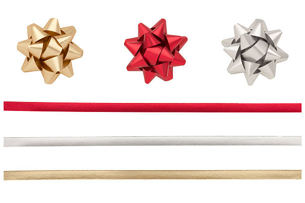 Decorative Christmas ribbons are used to wrap Christmas presents.