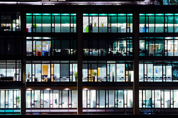 istock Illuminated floors of a business building 452803119