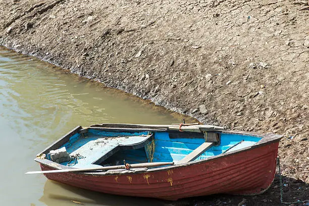 Abandoned boat on the waterfront.