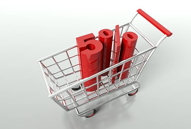 istock Shopping cart and five percent discount 452847639