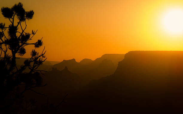 Grand Canyon Sunset Silhouette stock photo
