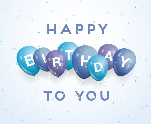 Happy birthday balloons and confetti vector art illustration