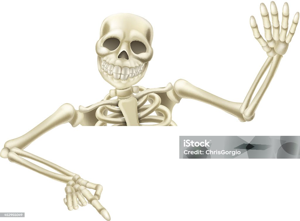 Halloween esqueleto señalando - arte vectorial de Trineo de skeleton libre de derechos