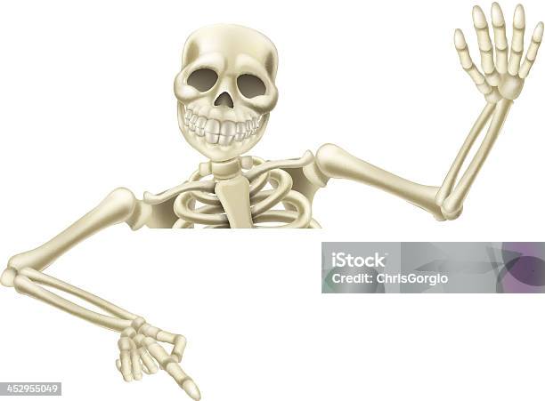 Dia Das Bruxas Esqueleto A Apontar - Arte vetorial de stock e mais imagens de Skeleton - Skeleton, Espreitar, Acima