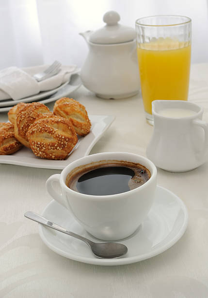 Morning cup of coffee with cakes