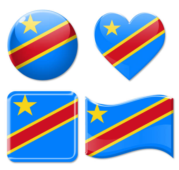 Republic of the Congo Flags & Icon Set Isolated on White