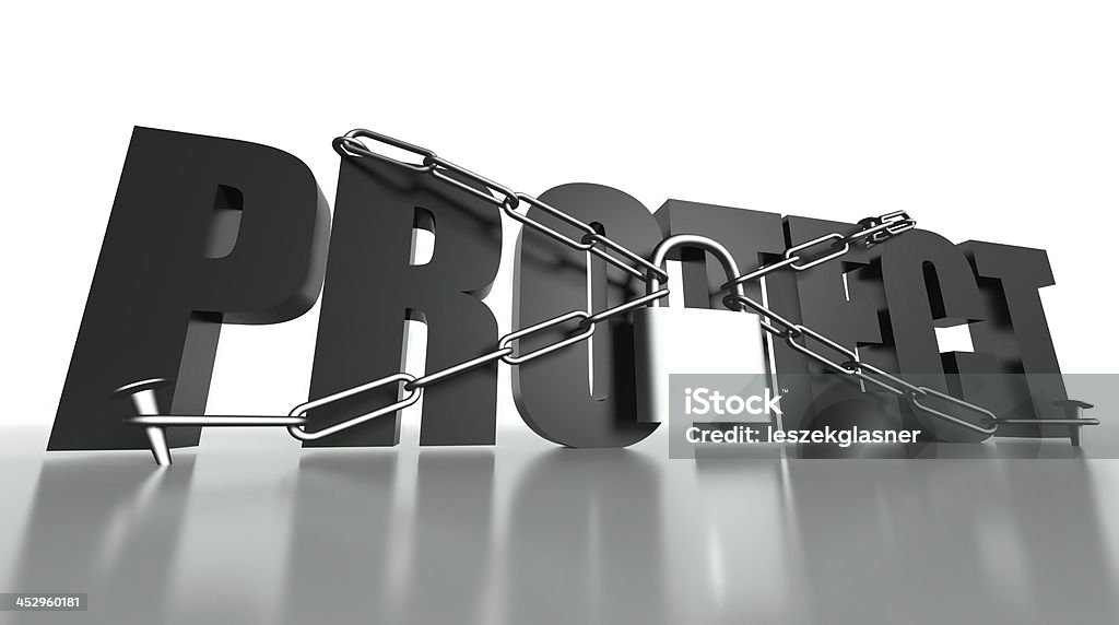 Proteger concepto, candado y cadena de seguridad - Foto de stock de Abrir con llave libre de derechos