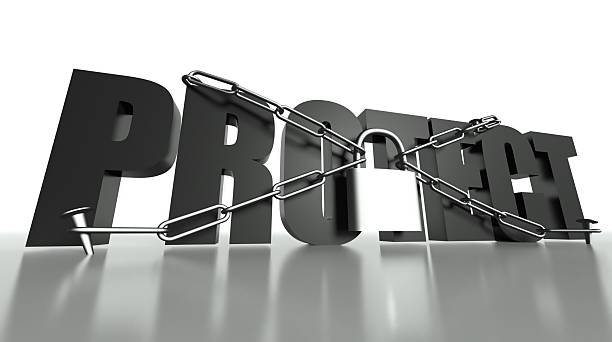 istock Protect concept, safety padlock and chain 452960181
