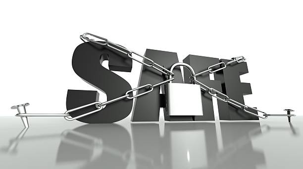 istock Safe concept, safety padlock and chain 452960193