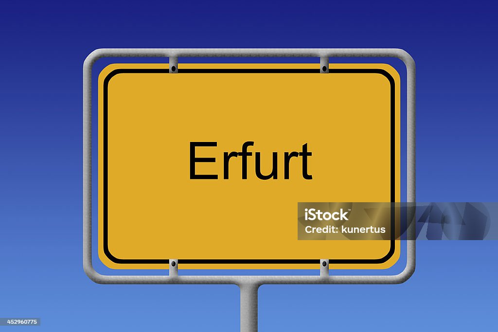 City Sign Erfurt Illustration of a german city limit sign of the city of erfurt Business Stock Photo