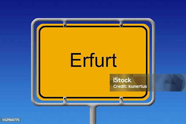 City Sign Erfurt Stock Photo - Download Image Now - Business, City Limit Sign, Computer Graphic