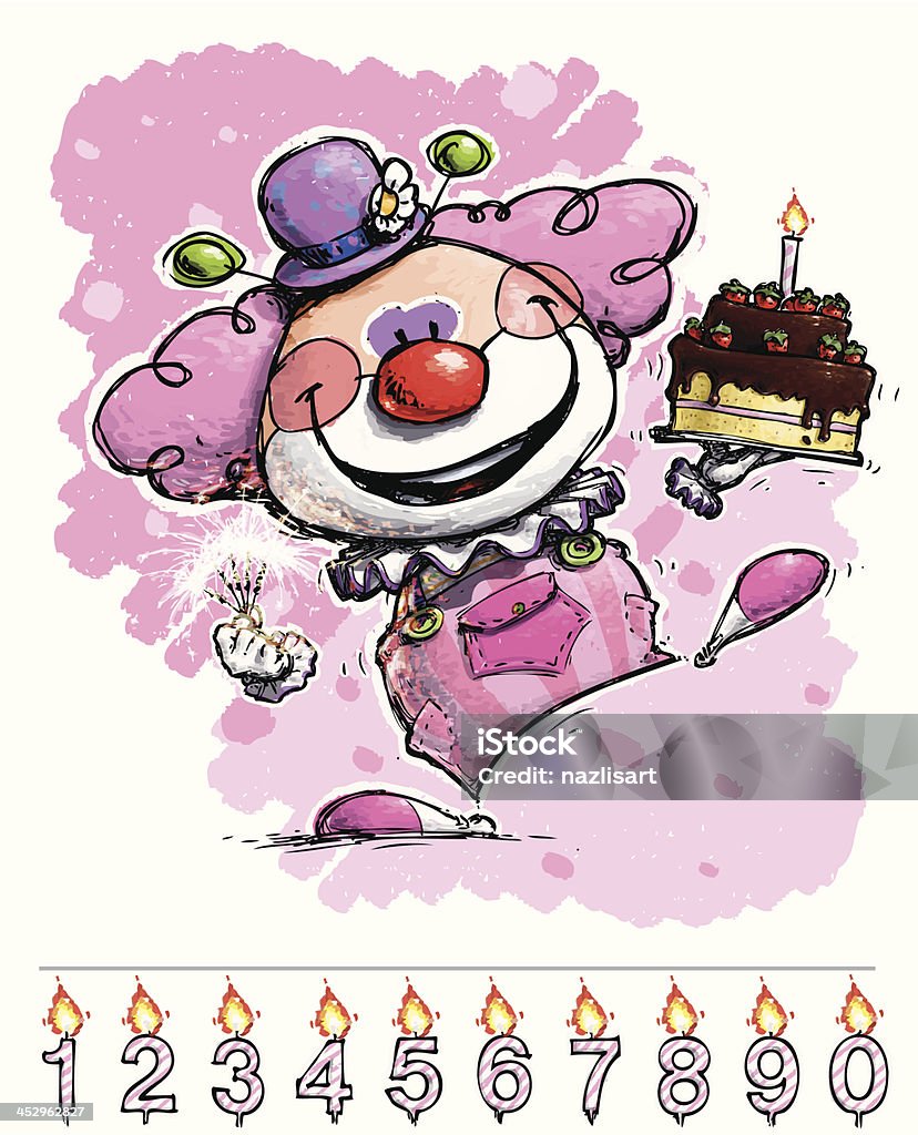 Clown tragen Mädchen's Birthday Cake - Lizenzfrei Ankündigung Vektorgrafik